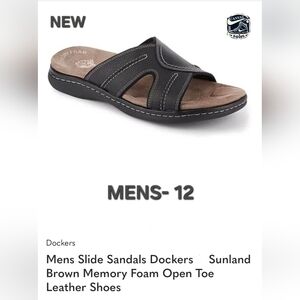 [M-12] Dockers Sunland Brown Memory Foam Open Toe Mens Slide Sandals